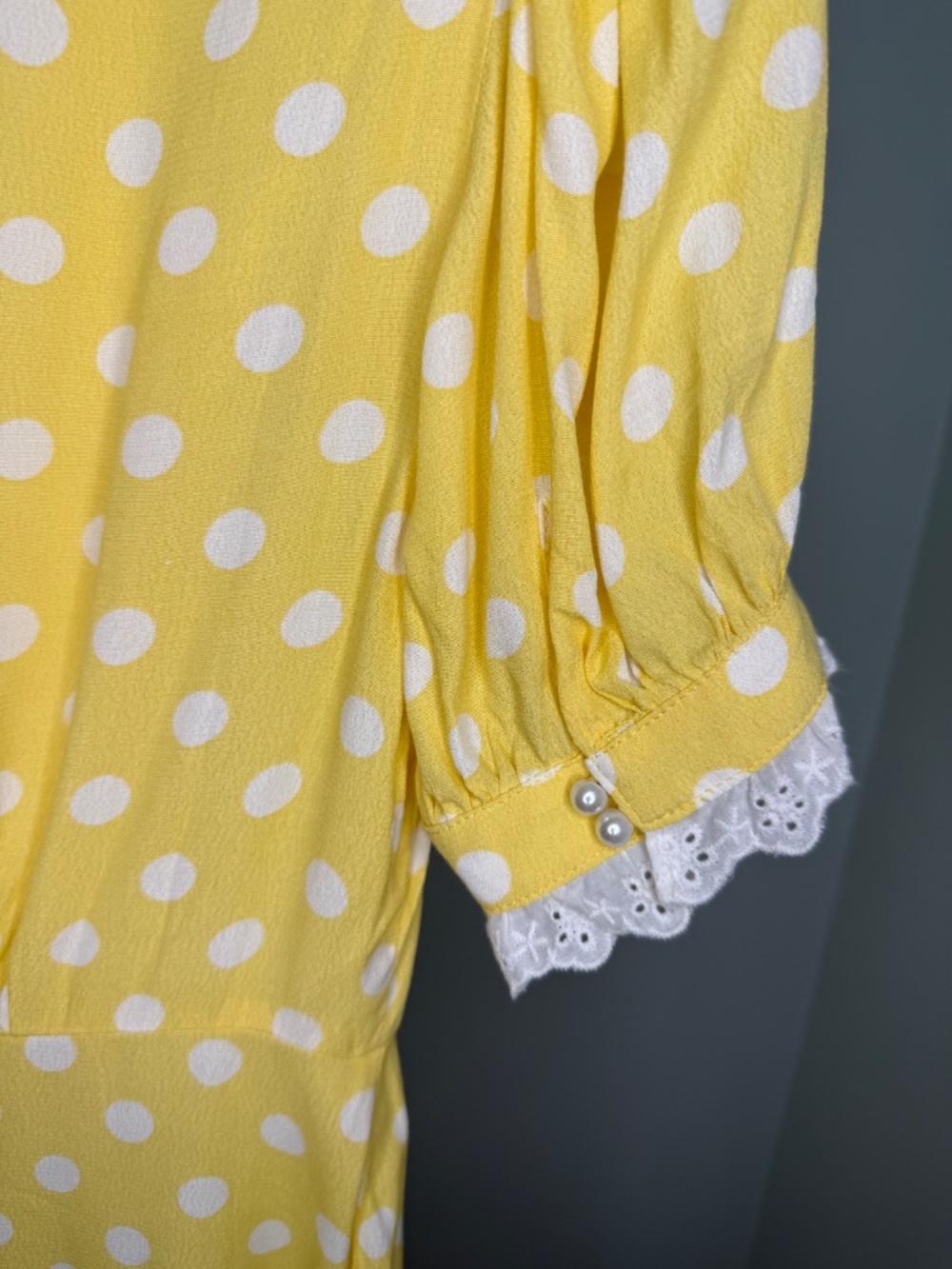 NWOT Kimchi Blue Urban Outfitters Yellow Polkadot Collared Dottie Mini Dress S - Picture 5 of 14